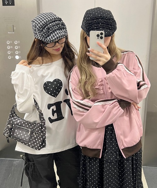 WC（ダブル シー）の「アソートパターンフリルハンチング（ハンチング/ベレー帽・レディース・ブラック系その他/ドット・FREE）」の8枚目の写真