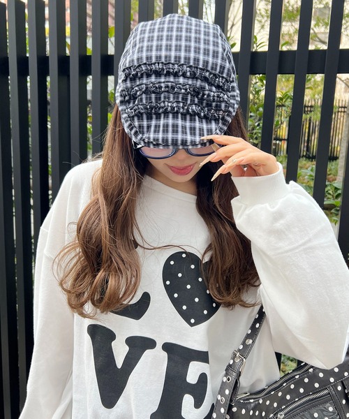 WC（ダブル シー）の「アソートパターンフリルハンチング（ハンチング/ベレー帽・レディース・ブラック系その他/ドット・FREE）」の4枚目の写真