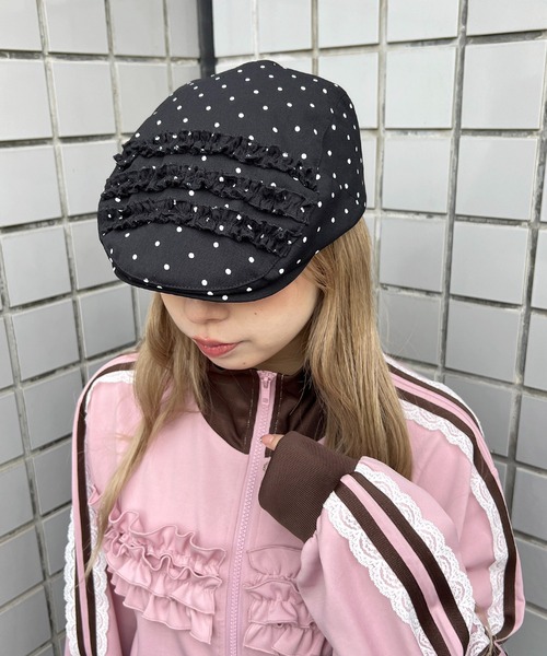 WC（ダブル シー）の「アソートパターンフリルハンチング（ハンチング/ベレー帽・レディース・ブラック系その他/ドット・FREE）」の6枚目の写真