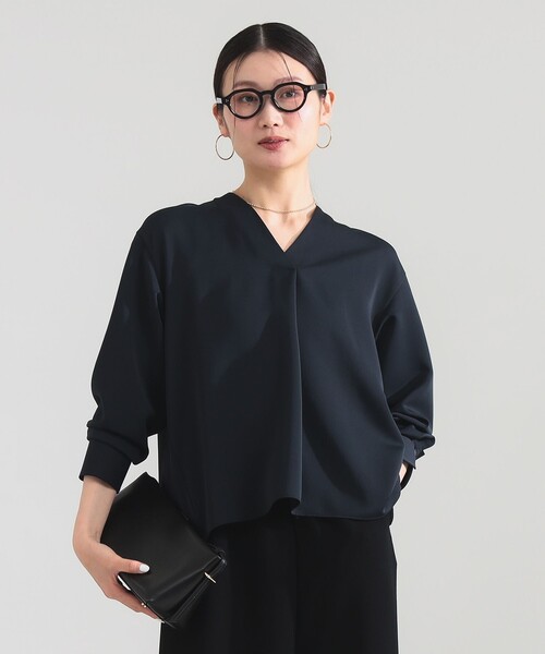 Demi-Luxe BEAMS（デミルクス ビームス）の「ストレッチ サテン ブラウス（シャツ/ブラウス・レディース・ホワイト/イエロー/ネイビー・ONE SIZE）」の2枚目の写真