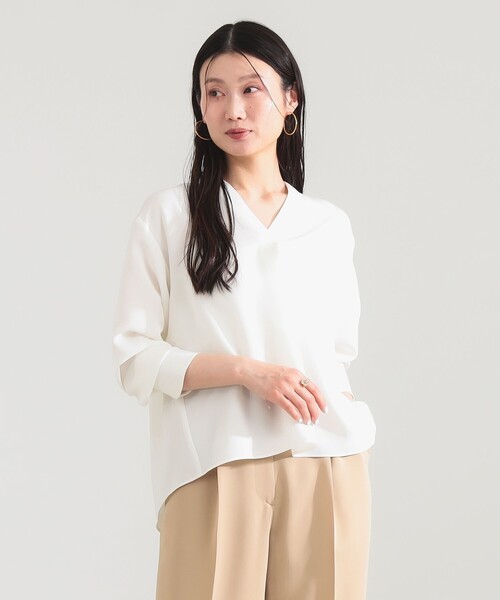 Demi-Luxe BEAMS（デミルクス ビームス）の「ストレッチ サテン ブラウス（シャツ/ブラウス・レディース・ホワイト/イエロー/ネイビー・ONE SIZE）」の21枚目の写真