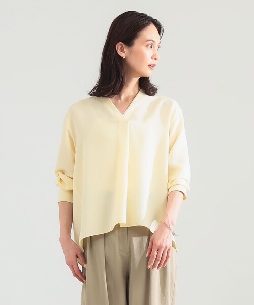 Demi-Luxe BEAMS（デミルクス ビームス）の「ストレッチ サテン ブラウス（シャツ/ブラウス・レディース・ホワイト/イエロー/ネイビー・ONE SIZE）」の5枚目の写真