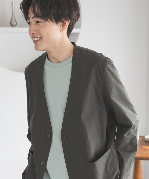 GLOBAL WORK(グローバルワーク)の「シーズンレステックシャツカーディガン/643134(ノーカラージャケット・メンズ・ブラック/チャコールグレー・SMALL/MEDIUM/LARGE/X-LARGE)」の1枚目の写真