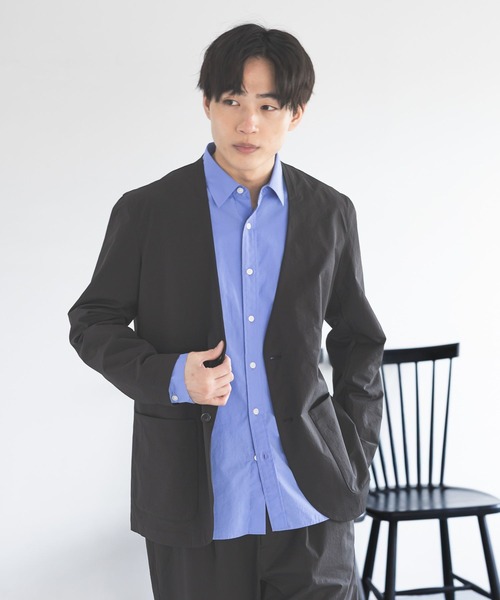 GLOBAL WORK(グローバルワーク)の「シーズンレステックシャツカーディガン/643134(ノーカラージャケット・メンズ・ブラック/チャコールグレー・SMALL/MEDIUM/LARGE/X-LARGE)」の2枚目の写真