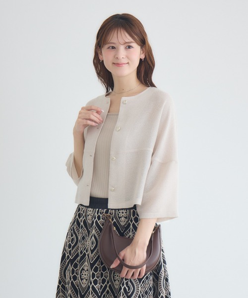 KATHARINE ROSS（キャサリンロス）の「【KATHARINE ROSS】ラメメッシュ袖コクーンジャケット（ノーカラージャケット・レディース・アイボリー/ホワイト・FREE）」の9枚目の写真