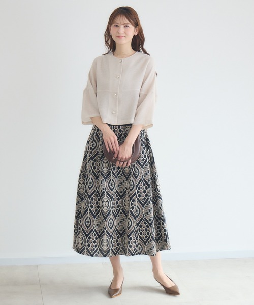 KATHARINE ROSS（キャサリンロス）の「【KATHARINE ROSS】ラメメッシュ袖コクーンジャケット（ノーカラージャケット・レディース・アイボリー/ホワイト・FREE）」の18枚目の写真