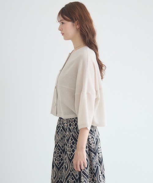 KATHARINE ROSS（キャサリンロス）の「【KATHARINE ROSS】ラメメッシュ袖コクーンジャケット（ノーカラージャケット・レディース・アイボリー/ホワイト・FREE）」の16枚目の写真