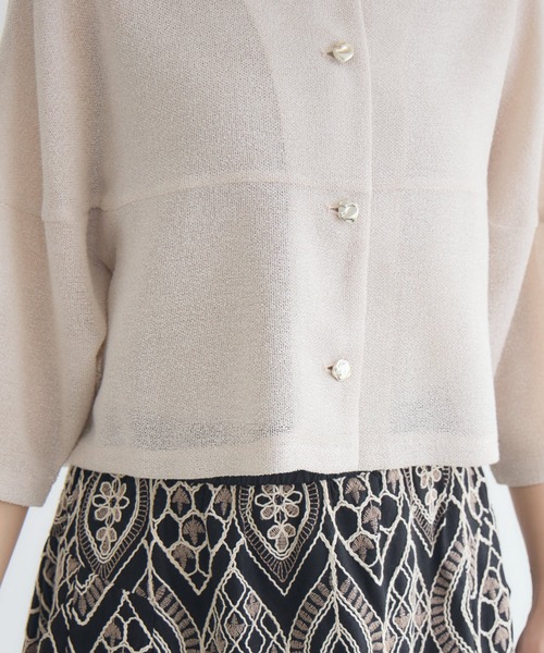 KATHARINE ROSS（キャサリンロス）の「【KATHARINE ROSS】ラメメッシュ袖コクーンジャケット（ノーカラージャケット・レディース・アイボリー/ホワイト・FREE）」の21枚目の写真