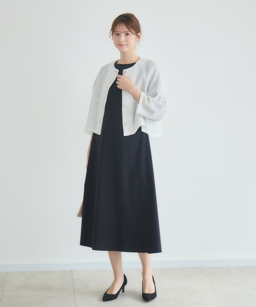 KATHARINE ROSS（キャサリンロス）の「【KATHARINE ROSS】ラメメッシュ袖コクーンジャケット（ノーカラージャケット・レディース・アイボリー/ホワイト・FREE）」の7枚目の写真