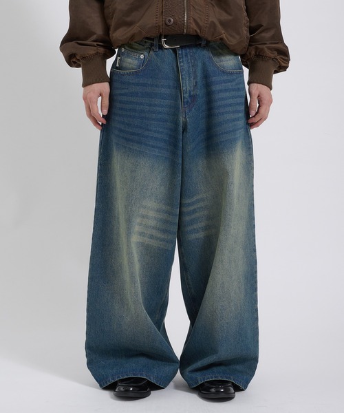 Perushu(ペルーシュ)の「WIDE STRAIGHT DENIM PANTS/ワイドストレートデニム(その他パンツ・メンズ・ブルー/ブラック・SMALL/LARGE/MEDIUM)」の3枚目の写真