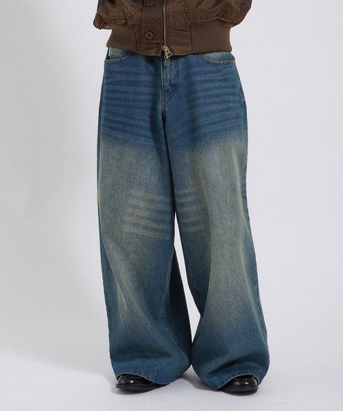 Perushu(ペルーシュ)の「WIDE STRAIGHT DENIM PANTS/ワイドストレートデニム(その他パンツ・メンズ・ブルー/ブラック・SMALL/LARGE/MEDIUM)」の4枚目の写真