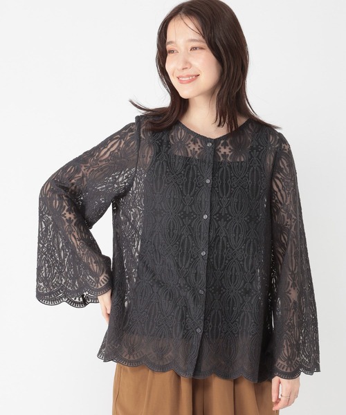 studio CLIP(スタディオクリップ)の「ベルスリーブレースブラウス(シャツ/ブラウス・レディース・カーキ/オフホワイト/チャコール・FREE)」の8枚目の写真