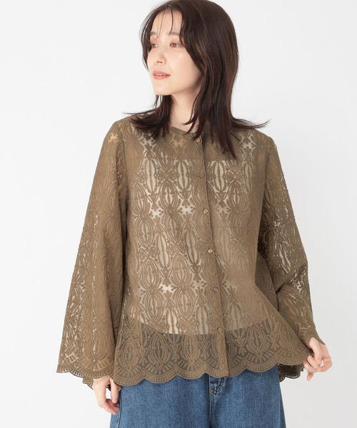 studio CLIP(スタディオクリップ)の「ベルスリーブレースブラウス(シャツ/ブラウス・レディース・カーキ/オフホワイト/チャコール・FREE)」の12枚目の写真