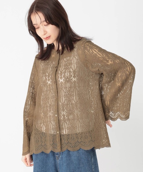 studio CLIP(スタディオクリップ)の「ベルスリーブレースブラウス(シャツ/ブラウス・レディース・カーキ/オフホワイト/チャコール・FREE)」の13枚目の写真