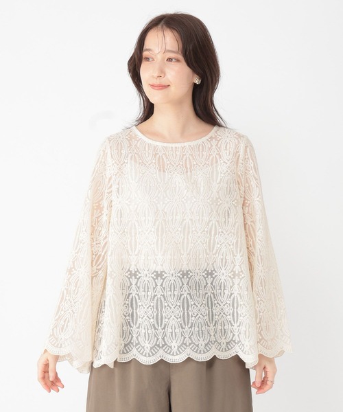 studio CLIP(スタディオクリップ)の「ベルスリーブレースブラウス(シャツ/ブラウス・レディース・カーキ/オフホワイト/チャコール・FREE)」の16枚目の写真