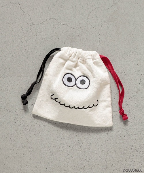 Me%（ミィパーセント）の「【ガチャピン・ムック/ガーとムー】キンチャクポーチ　650248（ポーチ・レディース・その他4/ホワイト/その他3/その他1・FREE）」の4枚目の写真