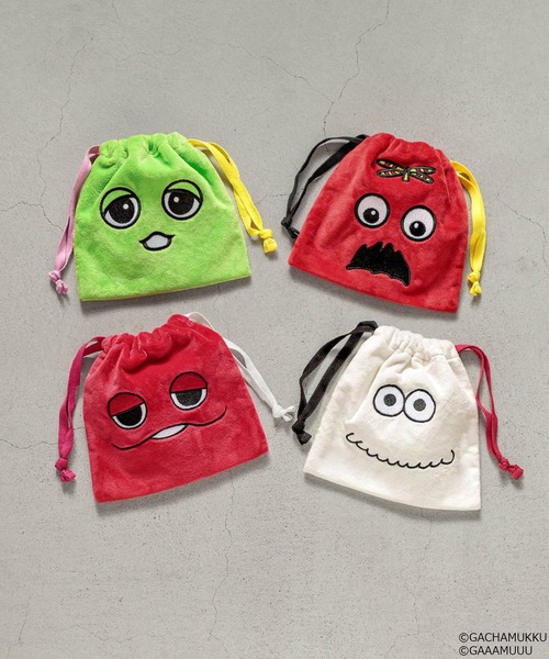 Me%（ミィパーセント）の「【ガチャピン・ムック/ガーとムー】キンチャクポーチ　650248（ポーチ・レディース・その他4/ホワイト/その他3/その他1・FREE）」の5枚目の写真