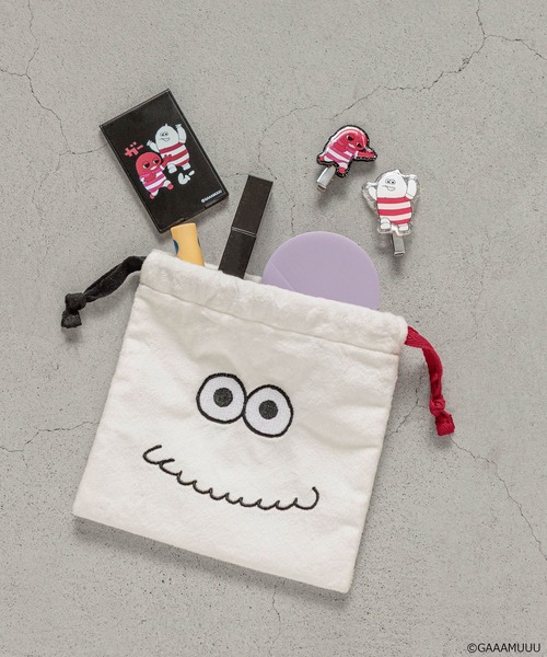 Me%（ミィパーセント）の「【ガチャピン・ムック/ガーとムー】キンチャクポーチ　650248（ポーチ・レディース・その他4/ホワイト/その他3/その他1・FREE）」の6枚目の写真