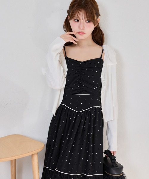 one after another NICE CLAUP（ワンアフターアナザーナイスクラップ）の「カーディガンセット配色リボンワンピース（ワンピース・レディース・ミント/ピンク/ホワイト系その他/ブラック系その他・FREE）」の2枚目の写真