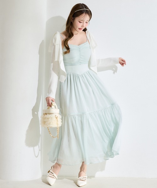 one after another NICE CLAUP（ワンアフターアナザーナイスクラップ）の「カーディガンセット配色リボンワンピース（ワンピース・レディース・ミント/ピンク/ホワイト系その他/ブラック系その他・FREE）」の3枚目の写真