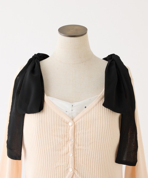 one after another NICE CLAUP（ワンアフターアナザーナイスクラップ）の「カーディガンセット配色リボンワンピース（ワンピース・レディース・ミント/ピンク/ホワイト系その他/ブラック系その他・FREE）」の7枚目の写真