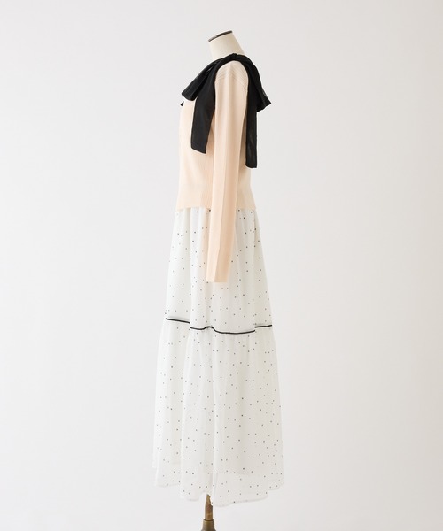 one after another NICE CLAUP（ワンアフターアナザーナイスクラップ）の「カーディガンセット配色リボンワンピース（ワンピース・レディース・ミント/ピンク/ホワイト系その他/ブラック系その他・FREE）」の5枚目の写真