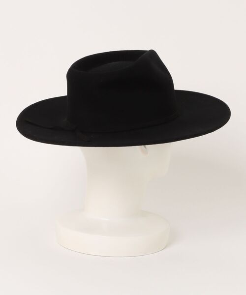 SPINNS（スピンズ）の「ウールフェドラハット/中折れハット/ワイドブリム(つば広)（ハット・メンズ・ブラック・ONESIZE）」の2枚目の写真