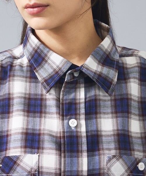 UNIVERSAL OVERALL（ユニバーサルオーバーオール）の「【UNIVERSAL OVERALL / ユニバーサルオーバーオール】オンブレチェック シャツ / ユニセックス/U2613190（シャツ/ブラウス・メンズ・ネイビー/グレー・M）」の6枚目の写真