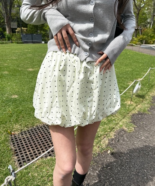 Nia（ニア）の「Nia(ニア)/【インナーパンツ付き】ドット柄バルーンミニスカート（スカート・レディース・アイボリー/ブラック・FREE）」の4枚目の写真