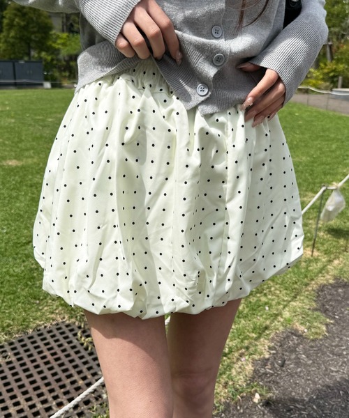 Nia（ニア）の「Nia(ニア)/【インナーパンツ付き】ドット柄バルーンミニスカート（スカート・レディース・アイボリー/ブラック・FREE）」の5枚目の写真