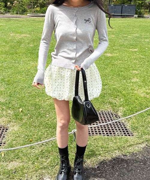 Nia（ニア）の「Nia(ニア)/【インナーパンツ付き】ドット柄バルーンミニスカート（スカート・レディース・アイボリー/ブラック・FREE）」の7枚目の写真
