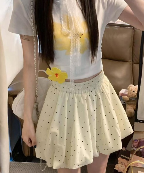 Nia（ニア）の「Nia(ニア)/【インナーパンツ付き】ドット柄バルーンミニスカート（スカート・レディース・アイボリー/ブラック・FREE）」の19枚目の写真