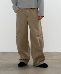 INDUST（インダスト）の「ピグメントウォッシュカーブワイドパンツ_ベージュ（その他パンツ）」