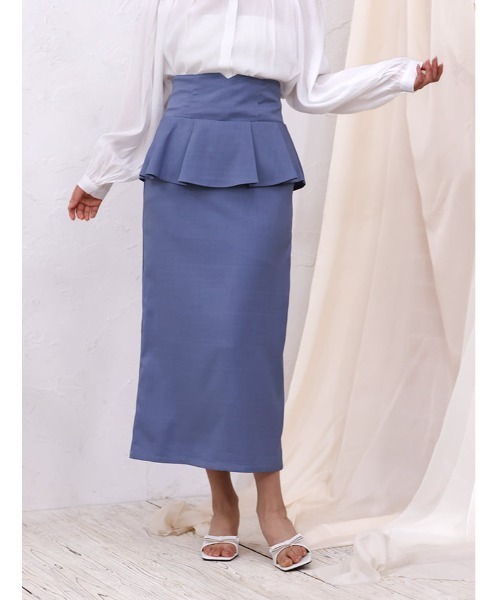 fifth（フィフス）の「【cho____07セレクト】 ファスナー付きペプラムナロースカート（スカート・レディース・ブルー/グレイッシュベージュ/ネイビー・XS/M）」の3枚目の写真