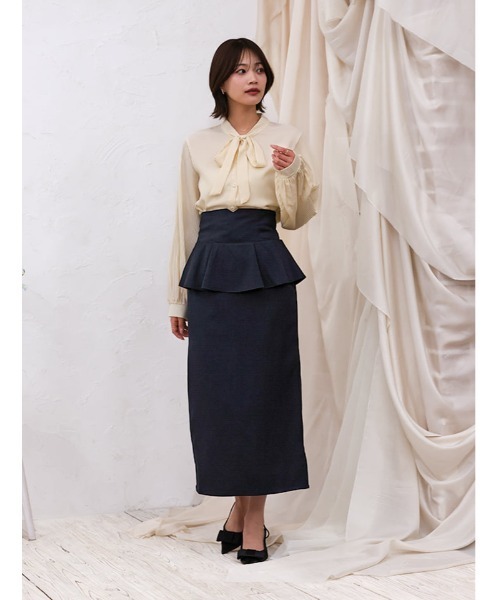 fifth（フィフス）の「【cho____07セレクト】 ファスナー付きペプラムナロースカート（スカート・レディース・ブルー/グレイッシュベージュ/ネイビー・XS/M）」の12枚目の写真