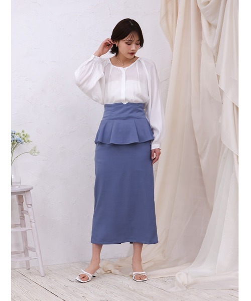 fifth（フィフス）の「【cho____07セレクト】 ファスナー付きペプラムナロースカート（スカート・レディース・ブルー/グレイッシュベージュ/ネイビー・XS/M）」の17枚目の写真
