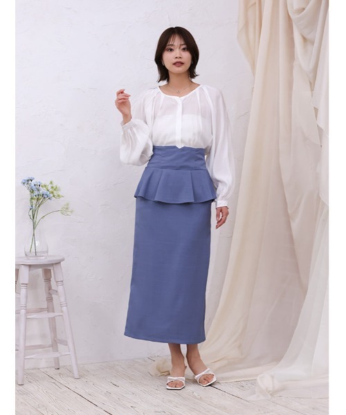 fifth（フィフス）の「【cho____07セレクト】 ファスナー付きペプラムナロースカート（スカート・レディース・ブルー/グレイッシュベージュ/ネイビー・XS/M）」の18枚目の写真