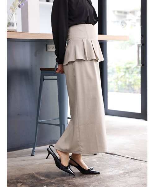 fifth（フィフス）の「【cho____07セレクト】 ファスナー付きペプラムナロースカート（スカート・レディース・ブルー/グレイッシュベージュ/ネイビー・XS/M）」の4枚目の写真