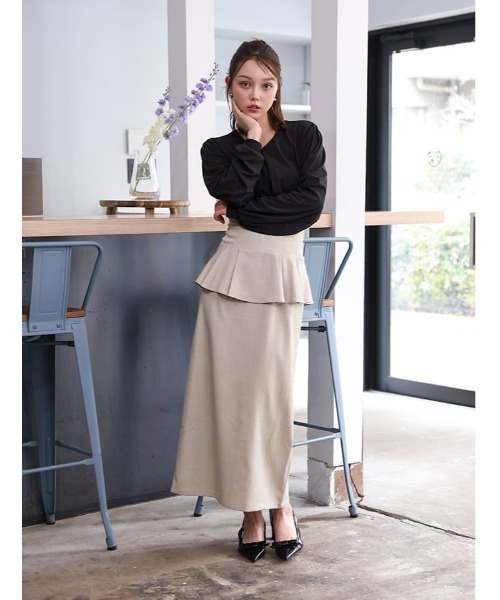 fifth（フィフス）の「【cho____07セレクト】 ファスナー付きペプラムナロースカート（スカート・レディース・ブルー/グレイッシュベージュ/ネイビー・XS/M）」の6枚目の写真