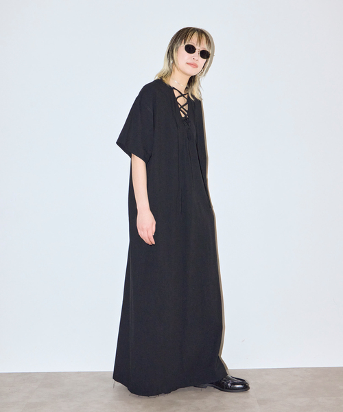 CITYSHOP（シティーショップ）の「LACE UP DRESS：ワンピース（ワンピース・レディース・ブラック/レッド・36/38）」の4枚目の写真