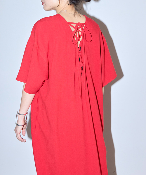 CITYSHOP（シティーショップ）の「LACE UP DRESS：ワンピース（ワンピース・レディース・ブラック/レッド・36/38）」の6枚目の写真