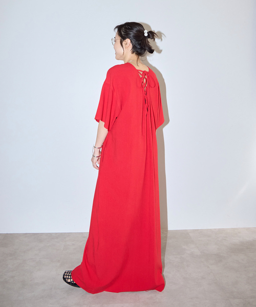 CITYSHOP（シティーショップ）の「LACE UP DRESS：ワンピース（ワンピース・レディース・ブラック/レッド・36/38）」の8枚目の写真