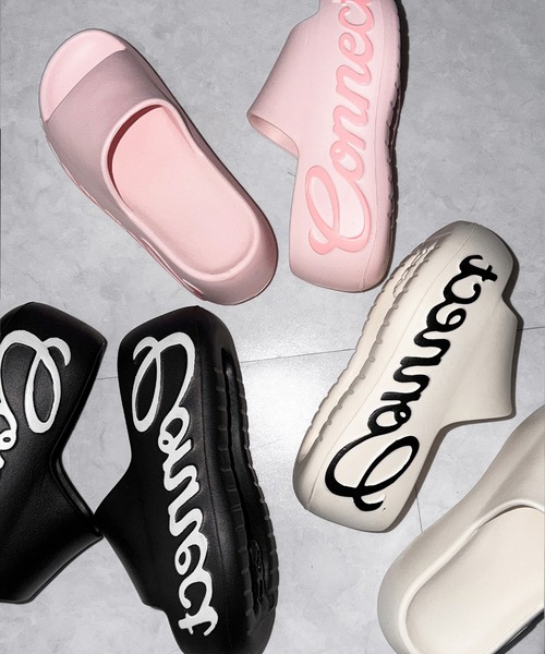 me+em select(ミームセレクト)の「レタリングロゴ厚底スライドサンダル / lettering logo platform slide sandals(サンダル・レディース・アイボリー/ブラック/ピンク・LARGE/MEDIUM/SMALL)」の5枚目の写真