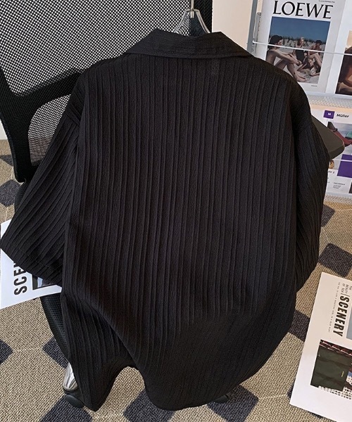 SHEPP（シープ）の「【UNISEX】リブプリーツ オープンカラー ルーズシャツ（シャツ/ブラウス・メンズ・ホワイト/ブラック・L/M）」の18枚目の写真