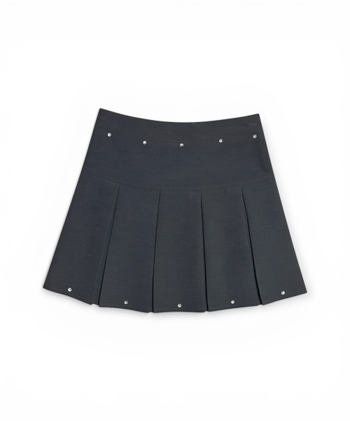 BORN SLIPPY(ボーンスリッピー)の「Crystal Stud Pleated Mini Skirt (Gray)(スカート・レディース・その他・SMALL/MEDIUM/LARGE)」の2枚目の写真