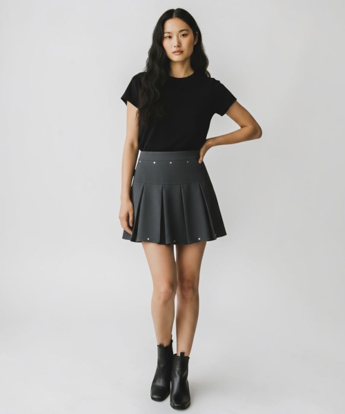 BORN SLIPPY(ボーンスリッピー)の「Crystal Stud Pleated Mini Skirt (Gray)(スカート・レディース・その他・SMALL/MEDIUM/LARGE)」の4枚目の写真