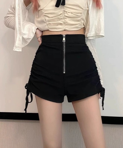Teem Store(チームストア)の「サイドギャザーストレッチフロントZIPショートパンツ(その他パンツ・レディース・ブラック・M/S)」の10枚目の写真