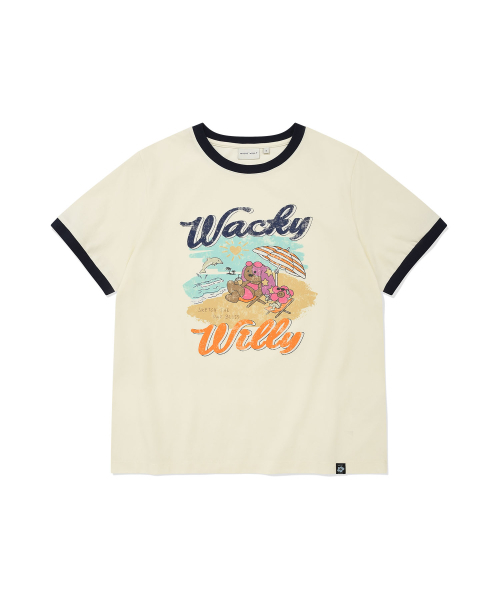 Wacky WiLLy(ワッキーウィリー)の「ウィメンズサマーグラフィックリンガーセミオーバー半袖Tシャツクリーム(Tシャツ/カットソー・レディース・その他・SMALL/MEDIUM)」の2枚目の写真