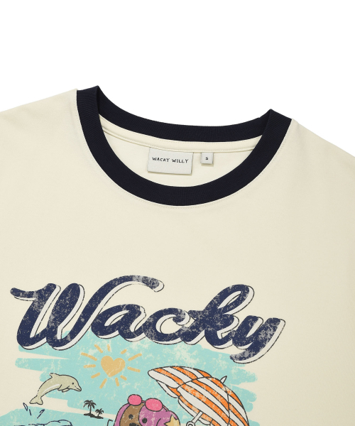 Wacky WiLLy(ワッキーウィリー)の「ウィメンズサマーグラフィックリンガーセミオーバー半袖Tシャツクリーム(Tシャツ/カットソー・レディース・その他・SMALL/MEDIUM)」の4枚目の写真