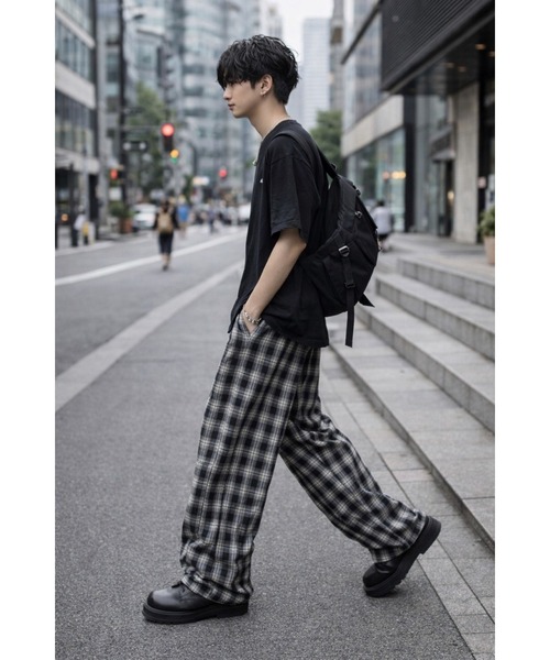 Bling Leads(ブリングリーズ)の「【Bls】 【ZM】【Bling Leads】シボ加工チェック柄イージーパンツ(その他パンツ・メンズ・ブラック・MEDIUM/LARGE/X-LARGE)」の6枚目の写真